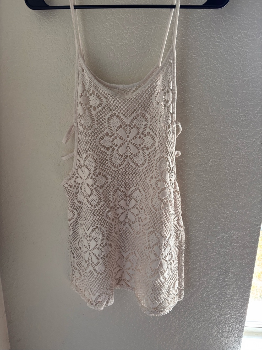 Boho Festival  Cream Crochet floral print Camisole Tank medium